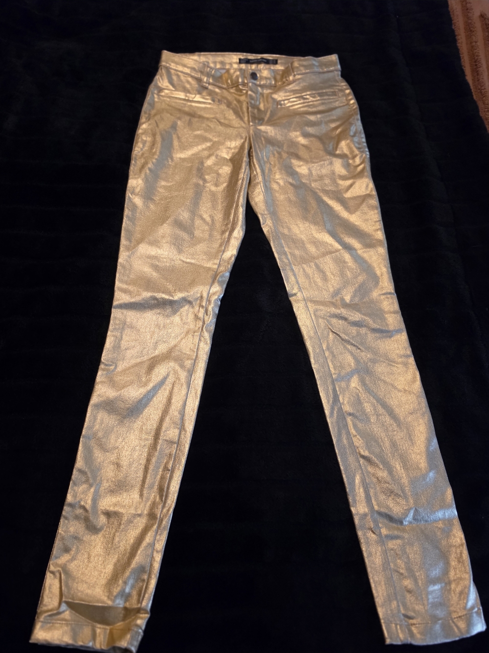 Zara Trafaluc Collection Gold Metallic Slim Pants - Size XS